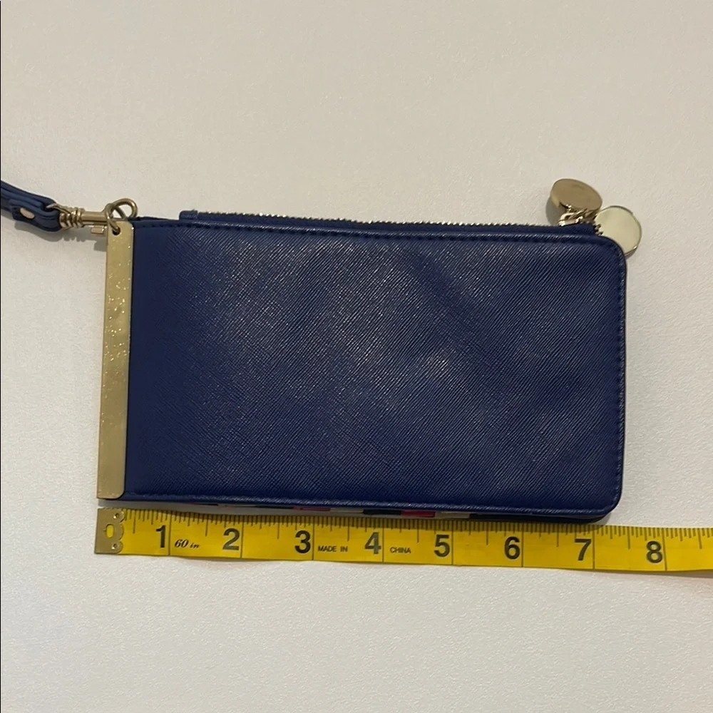 Mark. Blue Wristlet Wallet with Gold Accents